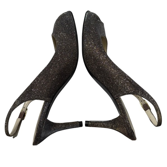 Stuart Weitzman gold metallic peep toe sling back heels size 8 - Picture 6 of 13